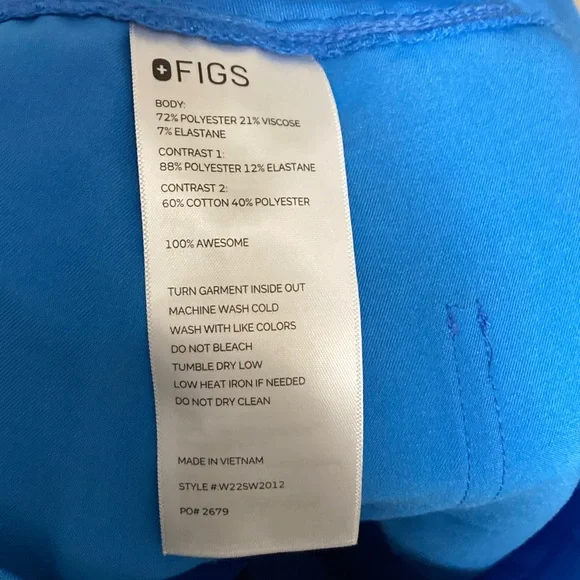 Figs Vibrant Blue Scrub Pants High Waisted Zamora Joggers Women’s Size Large - Picture 15 of 16